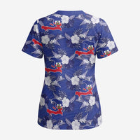 Afro-Haitians Scrub Top Ayiti Map and Rose Kayenn Tropical Style - Wonder Print Shop