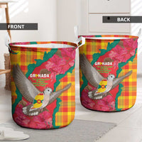 Grenada Independence Day Laundry Basket Tropical Dove Bougainvillea Madras Pattern