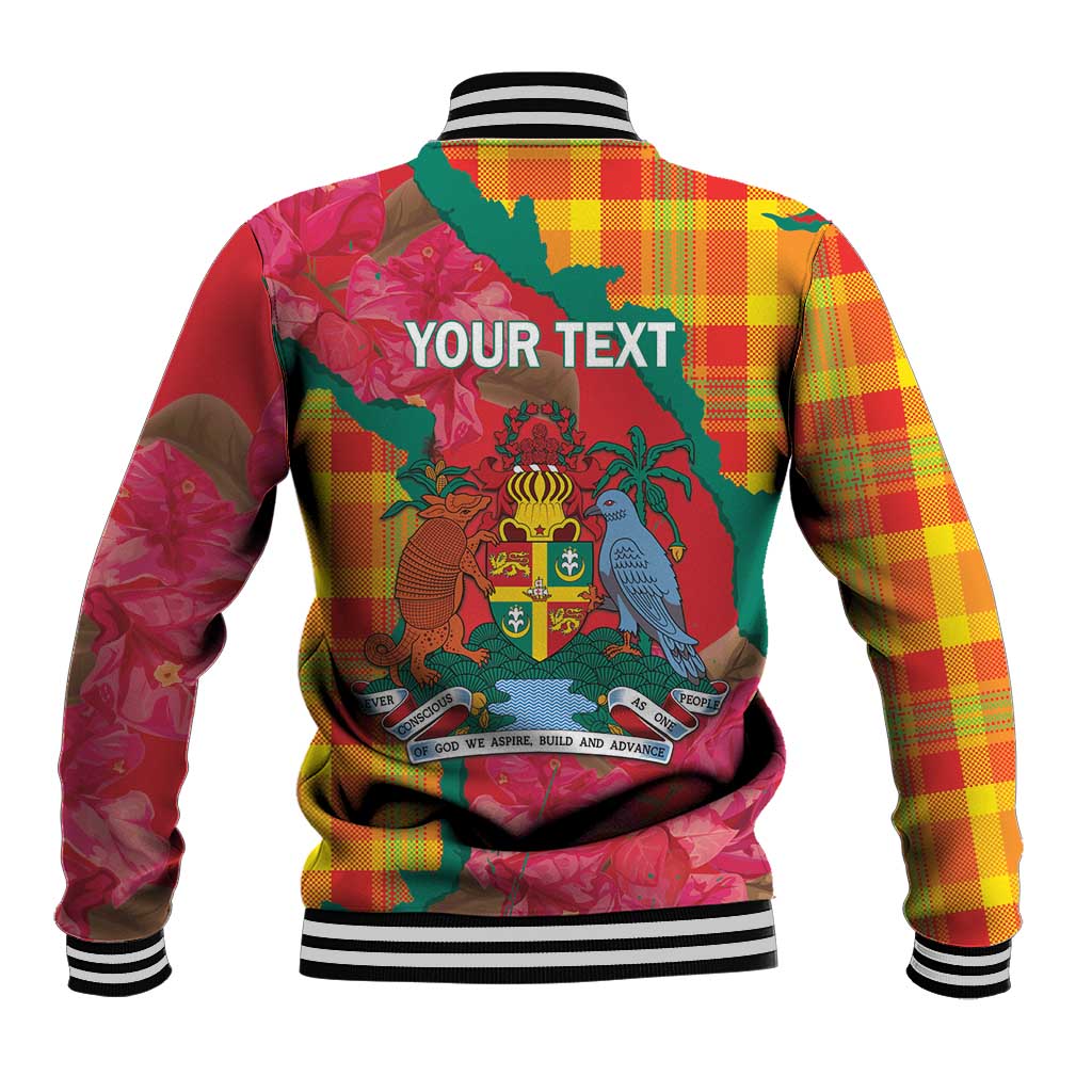 Grenada Independence Day Personalized Baseball Jacket Tropical Dove Bougainvillea Madras Pattern