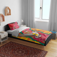 Grenada Independence Day Bedding Set Tropical Dove Bougainvillea Madras Pattern