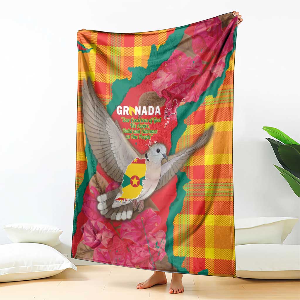 Grenada Independence Day Blanket Tropical Dove Bougainvillea Madras Pattern