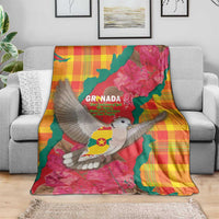 Grenada Independence Day Blanket Tropical Dove Bougainvillea Madras Pattern
