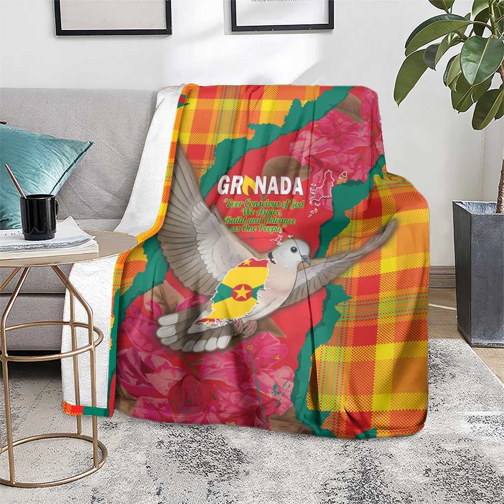 Grenada Independence Day Blanket Tropical Dove Bougainvillea Madras Pattern