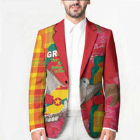 Grenada Independence Day Personalized Blazer Tropical Dove Bougainvillea Madras Pattern