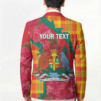 Grenada Independence Day Personalized Blazer Tropical Dove Bougainvillea Madras Pattern