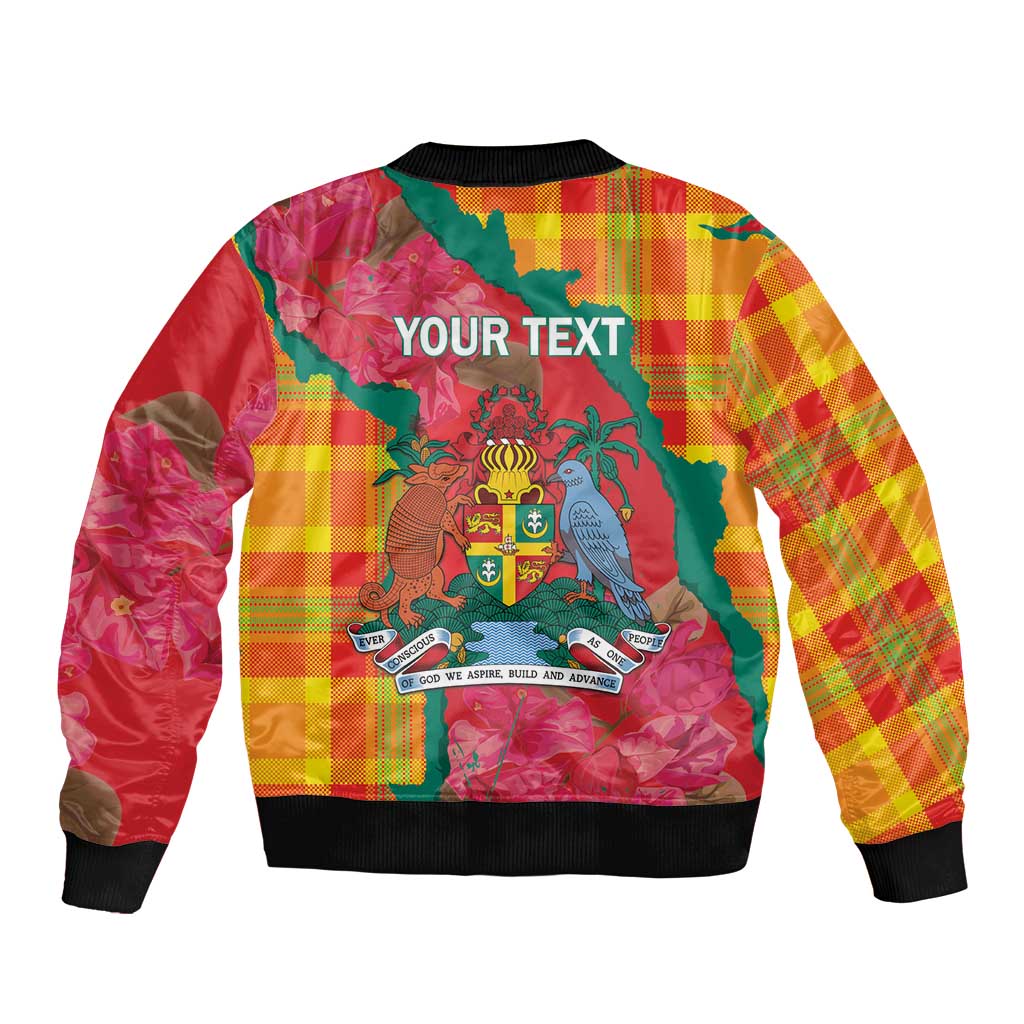 Grenada Independence Day Personalized Bomber Jacket Tropical Dove Bougainvillea Madras Pattern