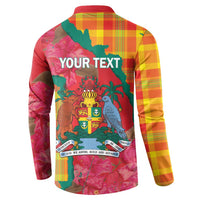 Grenada Independence Day Personalized Button Sweatshirt Tropical Dove Bougainvillea Madras Pattern