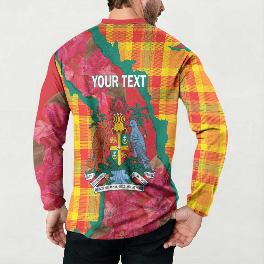 Grenada Independence Day Personalized Button Sweatshirt Tropical Dove Bougainvillea Madras Pattern