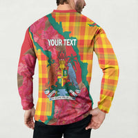 Grenada Independence Day Personalized Button Sweatshirt Tropical Dove Bougainvillea Madras Pattern