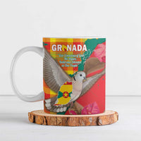 Grenada Independence Day Personalized Ceramic Mug Tropical Dove Bougainvillea Madras Pattern