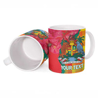 Grenada Independence Day Personalized Ceramic Mug Tropical Dove Bougainvillea Madras Pattern