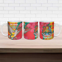 Grenada Independence Day Personalized Ceramic Mug Tropical Dove Bougainvillea Madras Pattern