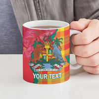 Grenada Independence Day Personalized Ceramic Mug Tropical Dove Bougainvillea Madras Pattern