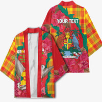 Grenada Independence Day Personalized Kimono Tropical Dove Bougainvillea Madras Pattern