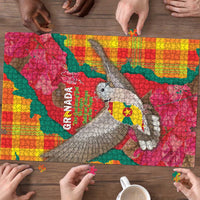 Grenada Independence Day Puzzle Tropical Dove Bougainvillea Madras Pattern