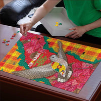 Grenada Independence Day Puzzle Tropical Dove Bougainvillea Madras Pattern