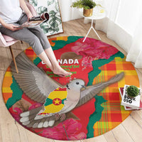 Grenada Independence Day Round Carpet Tropical Dove Bougainvillea Madras Pattern