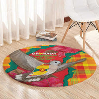 Grenada Independence Day Round Carpet Tropical Dove Bougainvillea Madras Pattern