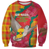 Grenada Independence Day Personalized Sweatshirt Tropical Dove Bougainvillea Madras Pattern