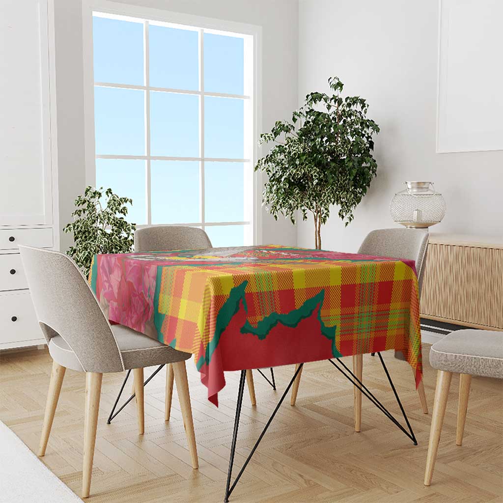 Grenada Independence Day Tablecloth Tropical Dove Bougainvillea Madras Pattern