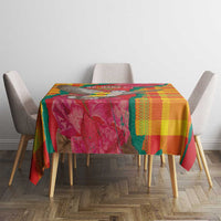 Grenada Independence Day Tablecloth Tropical Dove Bougainvillea Madras Pattern