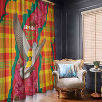 Grenada Independence Day Window Curtain Tropical Dove Bougainvillea Madras Pattern