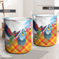 Saint Lucia Independence Day Laundry Basket Saint Lucian Map Pitons Madras Pattern