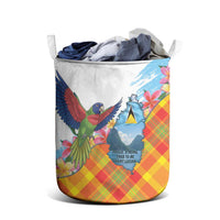 Saint Lucia Independence Day Laundry Basket Saint Lucian Map Pitons Madras Pattern