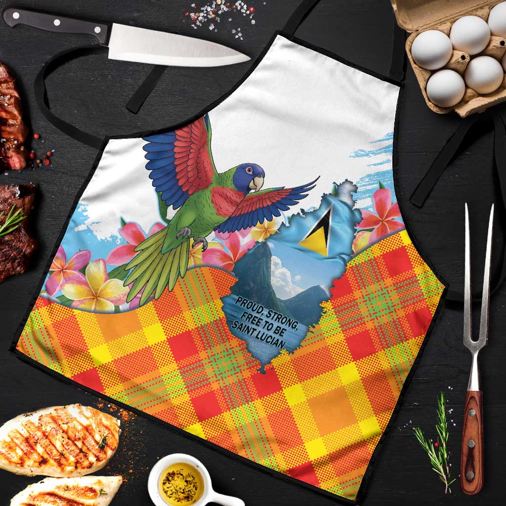 Saint Lucia Independence Day Apron Saint Lucian Map Pitons Madras Pattern
