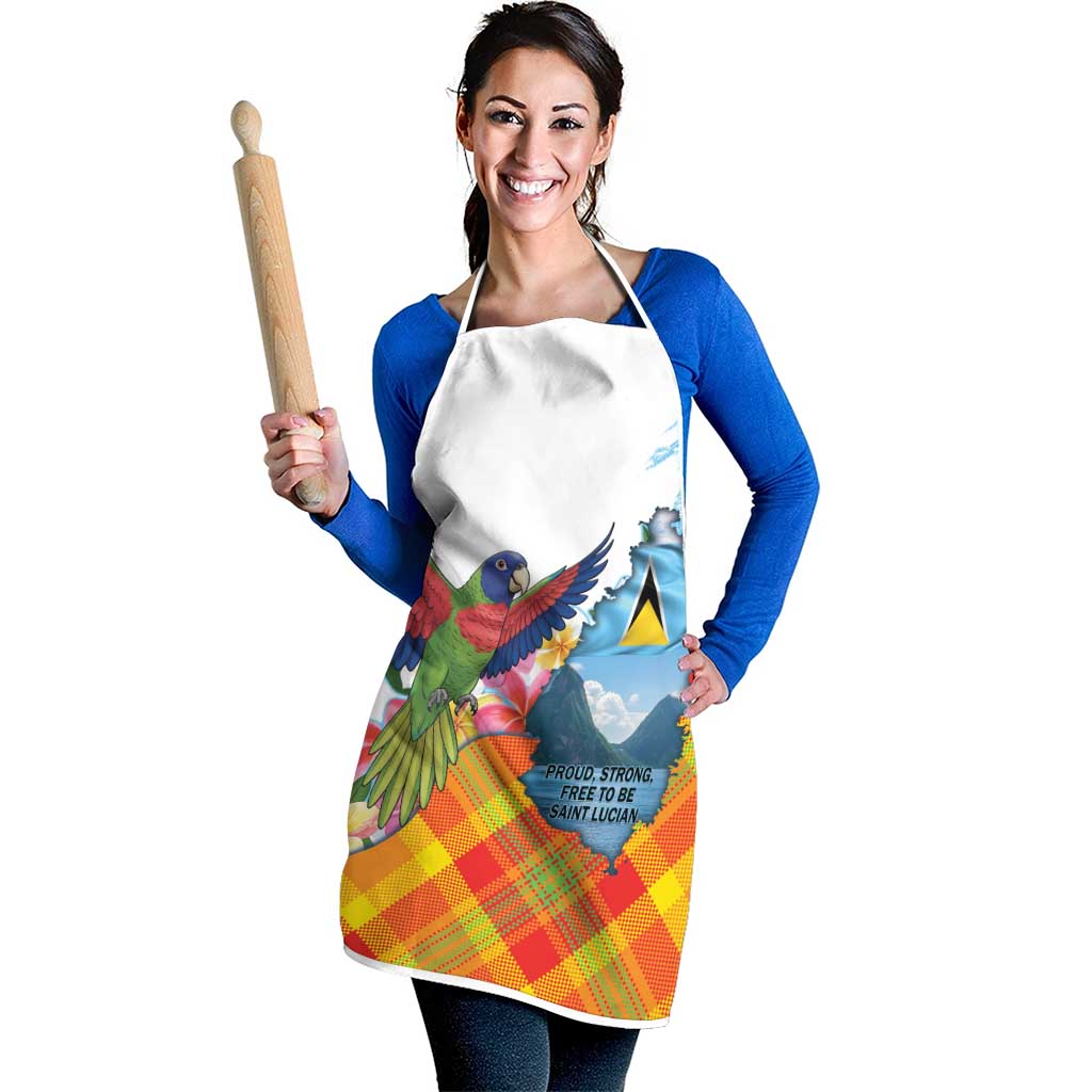 Saint Lucia Independence Day Apron Saint Lucian Map Pitons Madras Pattern
