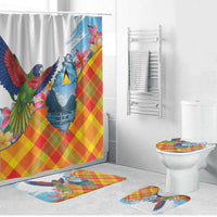 Saint Lucia Independence Day Bathroom Set Saint Lucian Map Pitons Madras Pattern