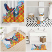 Saint Lucia Independence Day Bathroom Set Saint Lucian Map Pitons Madras Pattern