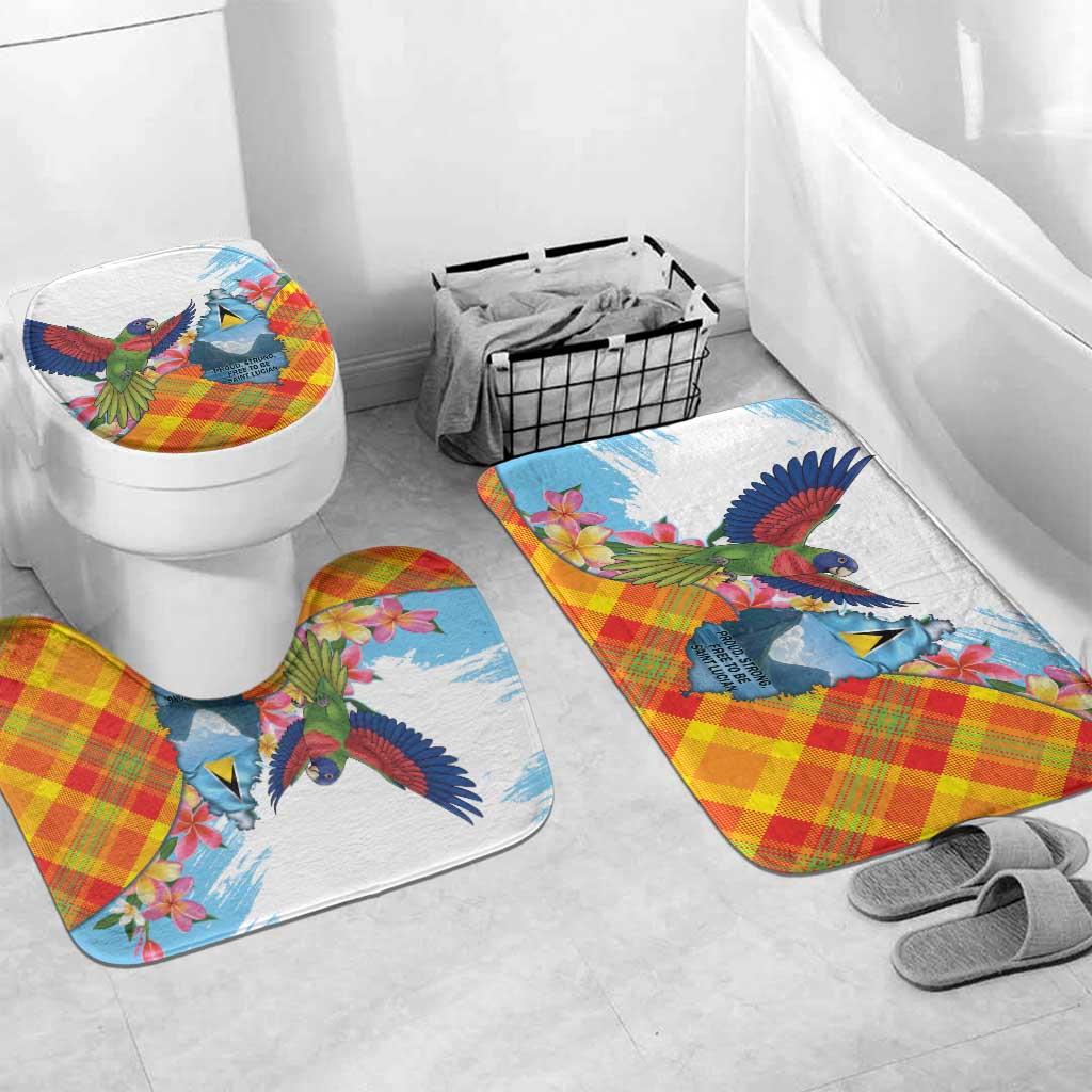 Saint Lucia Independence Day Bathroom Set Saint Lucian Map Pitons Madras Pattern