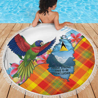Saint Lucia Independence Day Beach Blanket Saint Lucian Map Pitons Madras Pattern