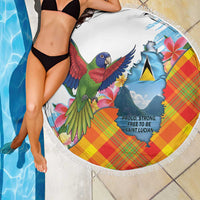 Saint Lucia Independence Day Beach Blanket Saint Lucian Map Pitons Madras Pattern