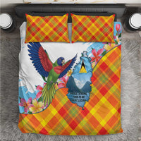 Saint Lucia Independence Day Bedding Set Saint Lucian Map Pitons Madras Pattern