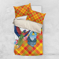 Saint Lucia Independence Day Bedding Set Saint Lucian Map Pitons Madras Pattern