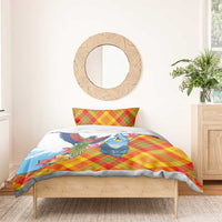 Saint Lucia Independence Day Bedding Set Saint Lucian Map Pitons Madras Pattern