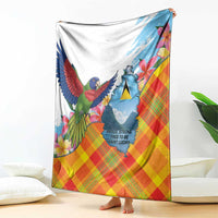 Saint Lucia Independence Day Blanket Saint Lucian Map Pitons Madras Pattern