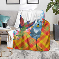 Saint Lucia Independence Day Blanket Saint Lucian Map Pitons Madras Pattern