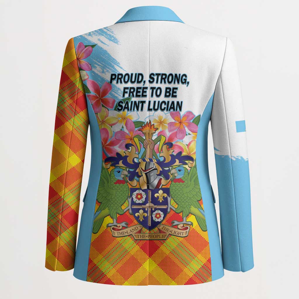 Saint Lucia Independence Day Blazer Saint Lucian Map Pitons Madras Pattern