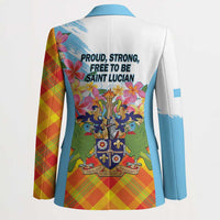 Saint Lucia Independence Day Blazer Saint Lucian Map Pitons Madras Pattern
