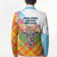 Saint Lucia Independence Day Blazer Saint Lucian Map Pitons Madras Pattern