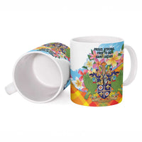 Saint Lucia Independence Day Ceramic Mug Saint Lucian Map Pitons Madras Pattern