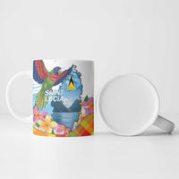 Saint Lucia Independence Day Ceramic Mug Saint Lucian Map Pitons Madras Pattern