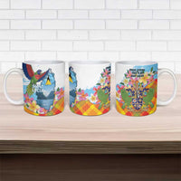 Saint Lucia Independence Day Ceramic Mug Saint Lucian Map Pitons Madras Pattern