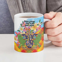 Saint Lucia Independence Day Ceramic Mug Saint Lucian Map Pitons Madras Pattern