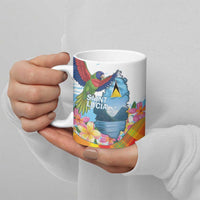 Saint Lucia Independence Day Ceramic Mug Saint Lucian Map Pitons Madras Pattern