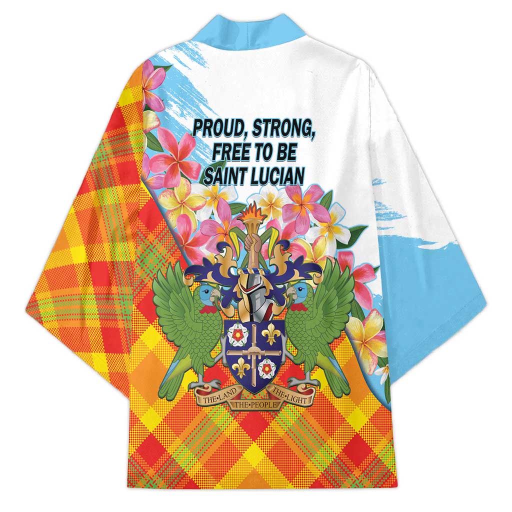 Saint Lucia Independence Day Kimono Saint Lucian Map Pitons Madras Pattern