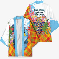 Saint Lucia Independence Day Kimono Saint Lucian Map Pitons Madras Pattern